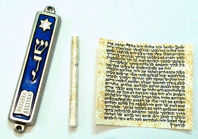 Metal MEZUZAH Decalogue/Torah/Bible Design With Non Kosher PARCHMENT Klaf/Scroll
