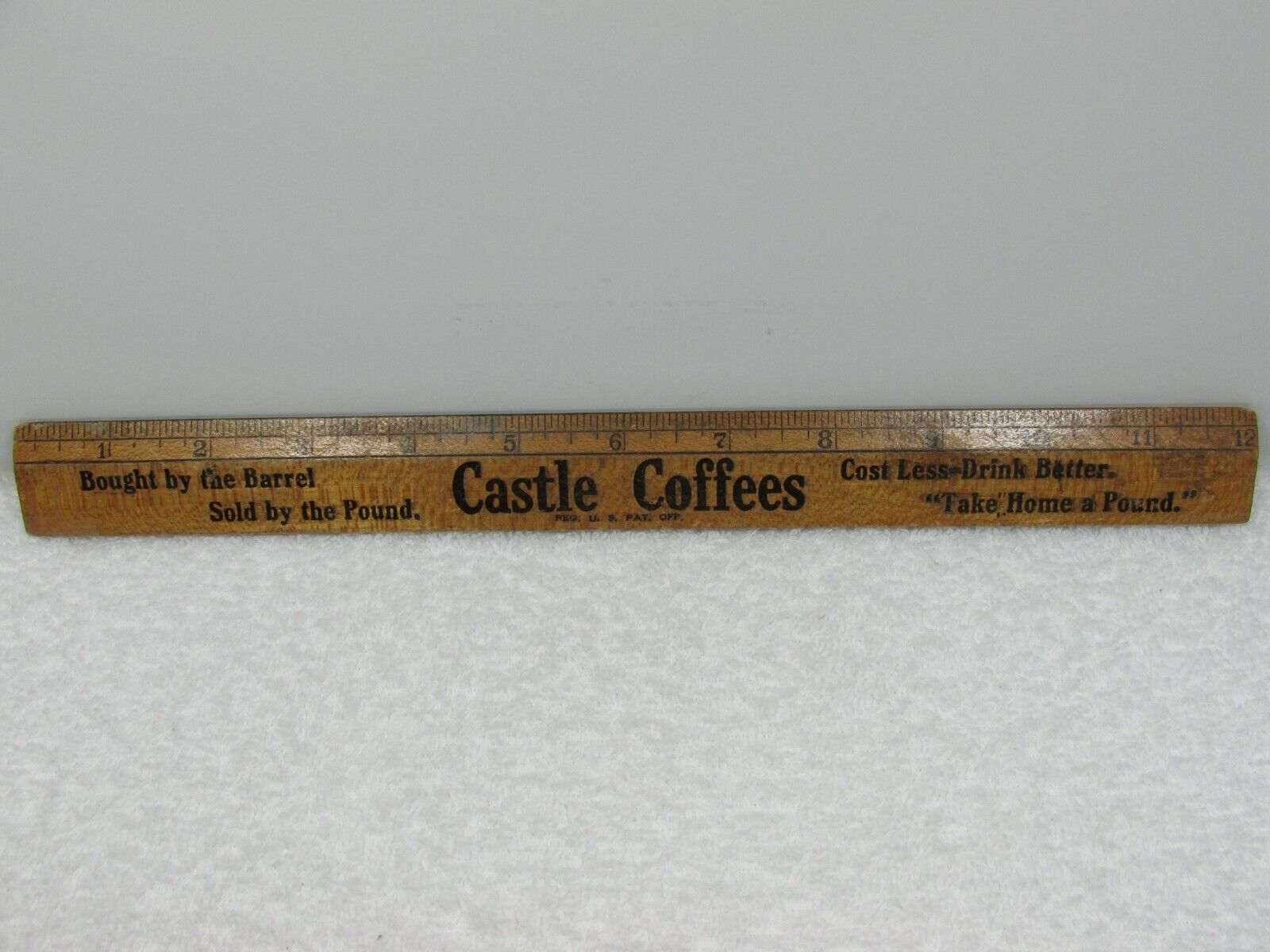 Farrington's Castle Coffees Wood Ruler Vintage Advertising 12 Inch Ruler
