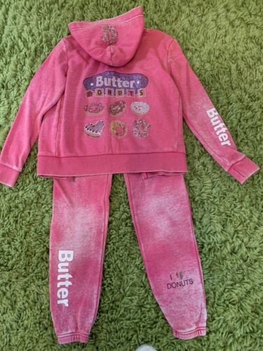 Butter girls active tracksuit(sweatpaints and hoodie) size L(10/12) pink,sequins